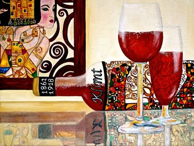 Klimt wine label oil painting by k Madison Moore